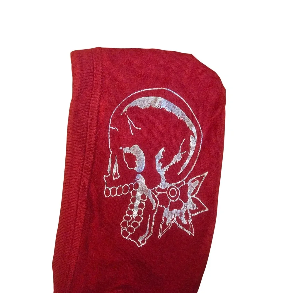 Ed Hardy Red Rhinestone Skull Butterfly Hoodie‎ Dress Size L - Picture 7 of 8